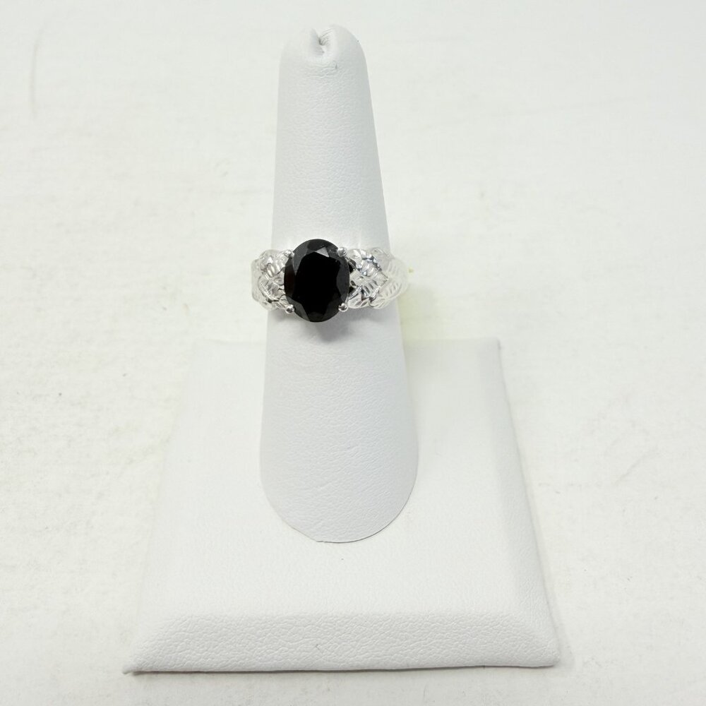 Shop LC KARIS Thai Black Spinel Platinum Bond Brass Leaf Size 7 Ring 5459